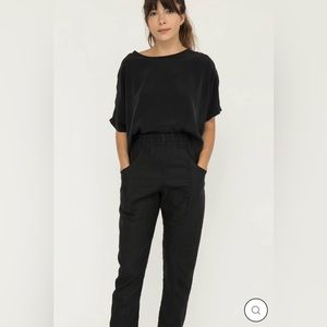 Elizabeth Suzann Clyde Work Pant in Midweight Linen Size 4R Black